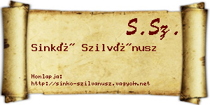 Sinkó Szilvánusz névjegykártya